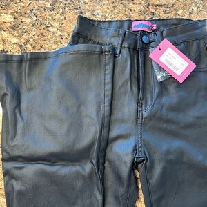 VIRAL Edikted Faux Leather Flare Pants